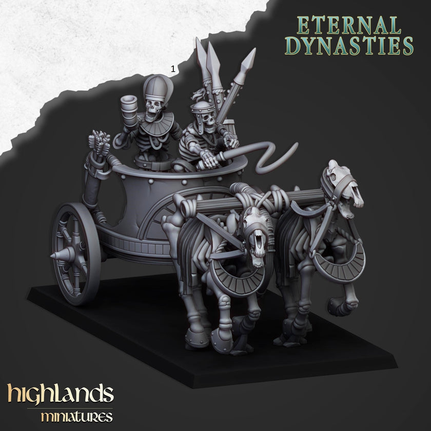 Ancient Skeletal Chariots - Highlands Miniatures | Undead | Skeleton | Lich | Horse | Desert | Fantasy | Pathfinder | Wargaming
