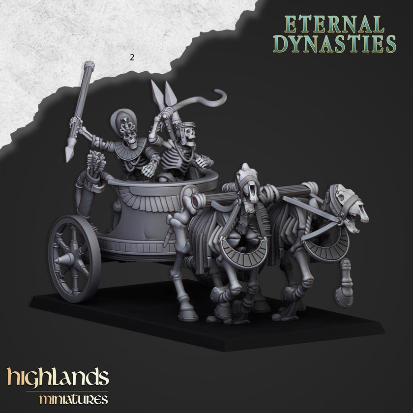 Ancient Skeletal Chariots - Highlands Miniatures | Undead | Skeleton | Lich | Horse | Desert | Fantasy | Pathfinder | Wargaming