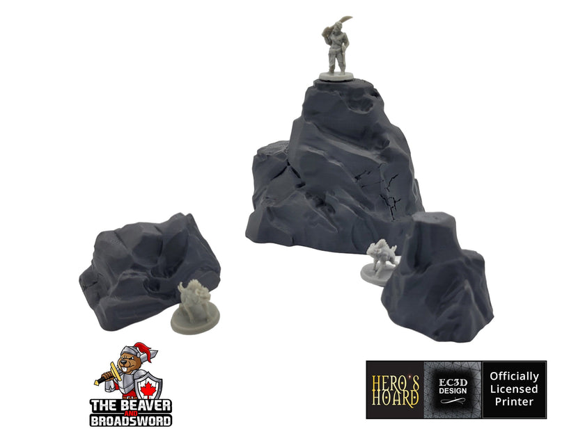 Large Rock Terrain Set 3 -  Scatter Scenery by EC3D, for TTRPGs and Wargaming - Mountain, Rocks, Canyon, DnD mini, Pathfinder, Tabletop