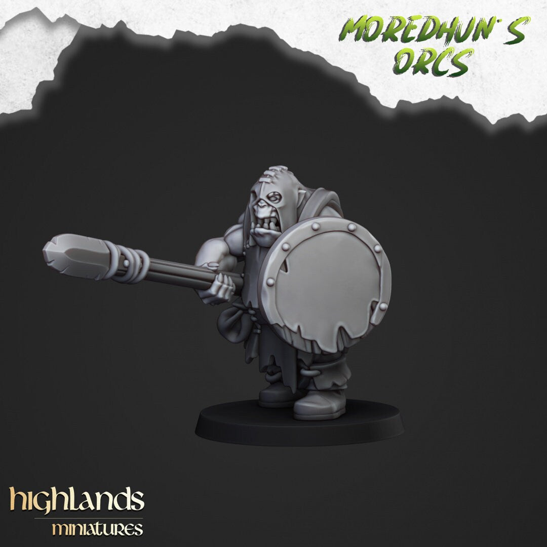 Orc Warriors with Spears - Highlands Miniatures | Goblin | Black Orc | Ork | Orcs | Warrior | Fantasy | Pathfinder | Wargaming | Squad