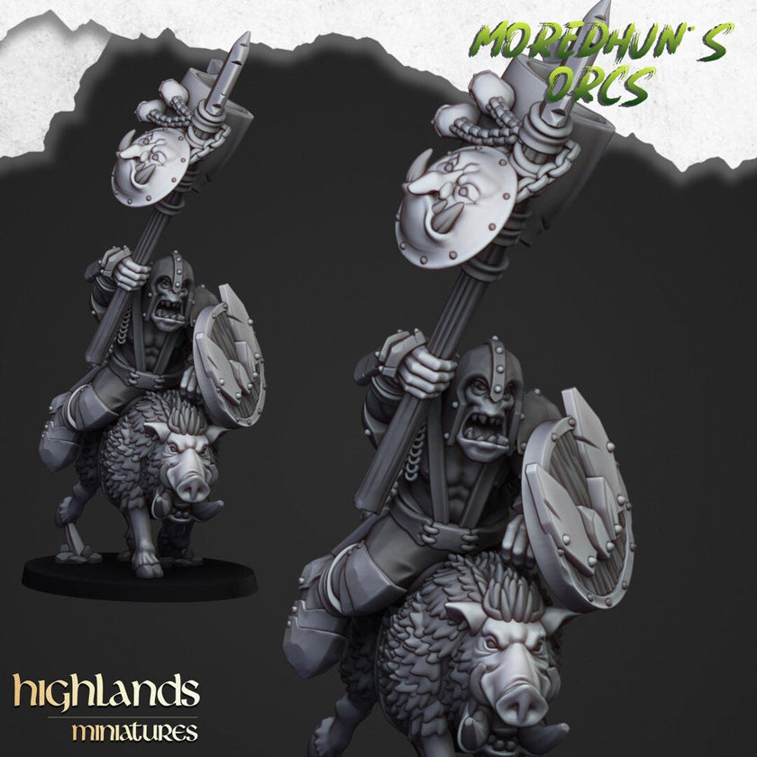 Mounted Orcs with spears - Highlands Miniatures | Boar | Black Orc | Ork | Orcs | Warrior | Fantasy | Pathfinder | Wargaming | Cavalry