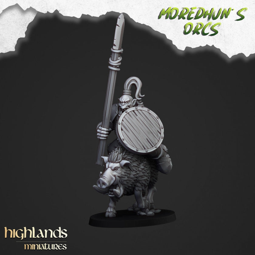 Mounted Orcs with spears - Highlands Miniatures | Boar | Black Orc | Ork | Orcs | Warrior | Fantasy | Pathfinder | Wargaming | Cavalry