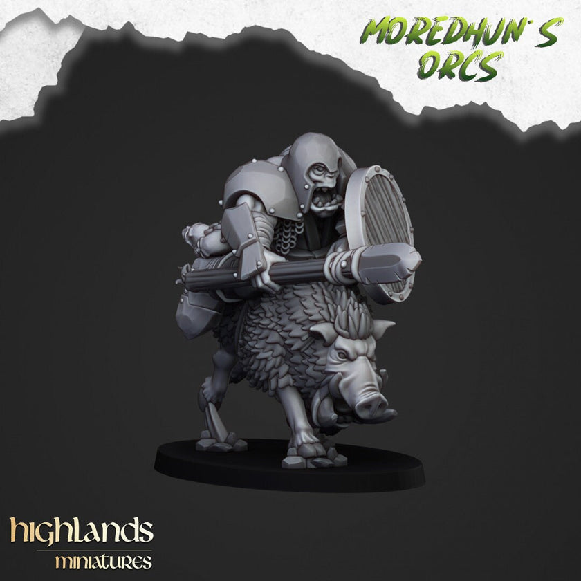 Mounted Orcs with spears - Highlands Miniatures | Boar | Black Orc | Ork | Orcs | Warrior | Fantasy | Pathfinder | Wargaming | Cavalry