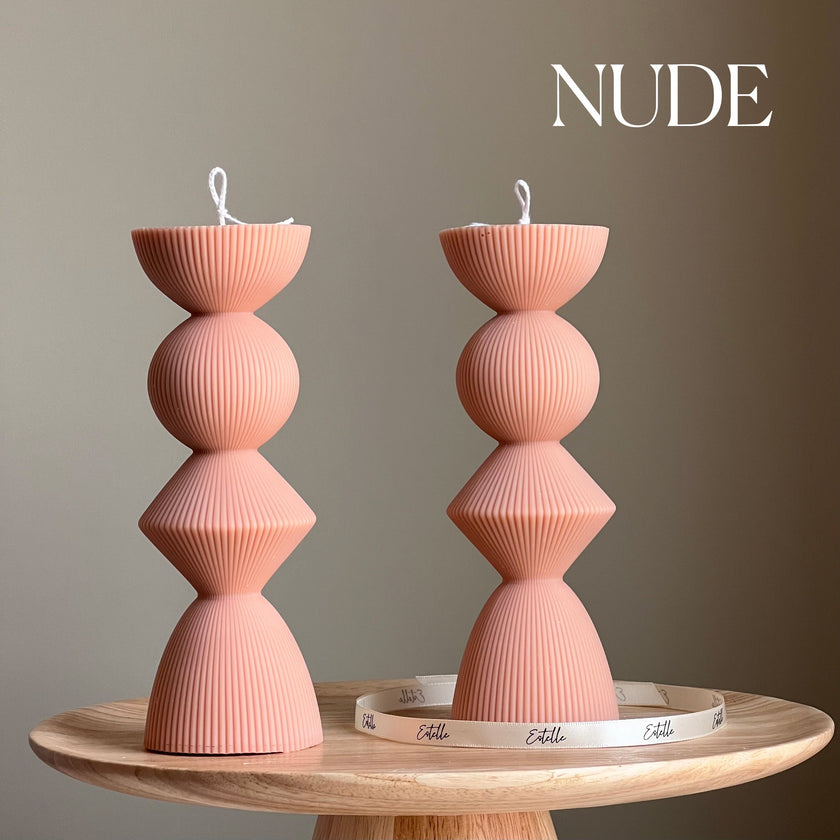 Geometric Soy Pillar Candle: Sculptural Home Decor