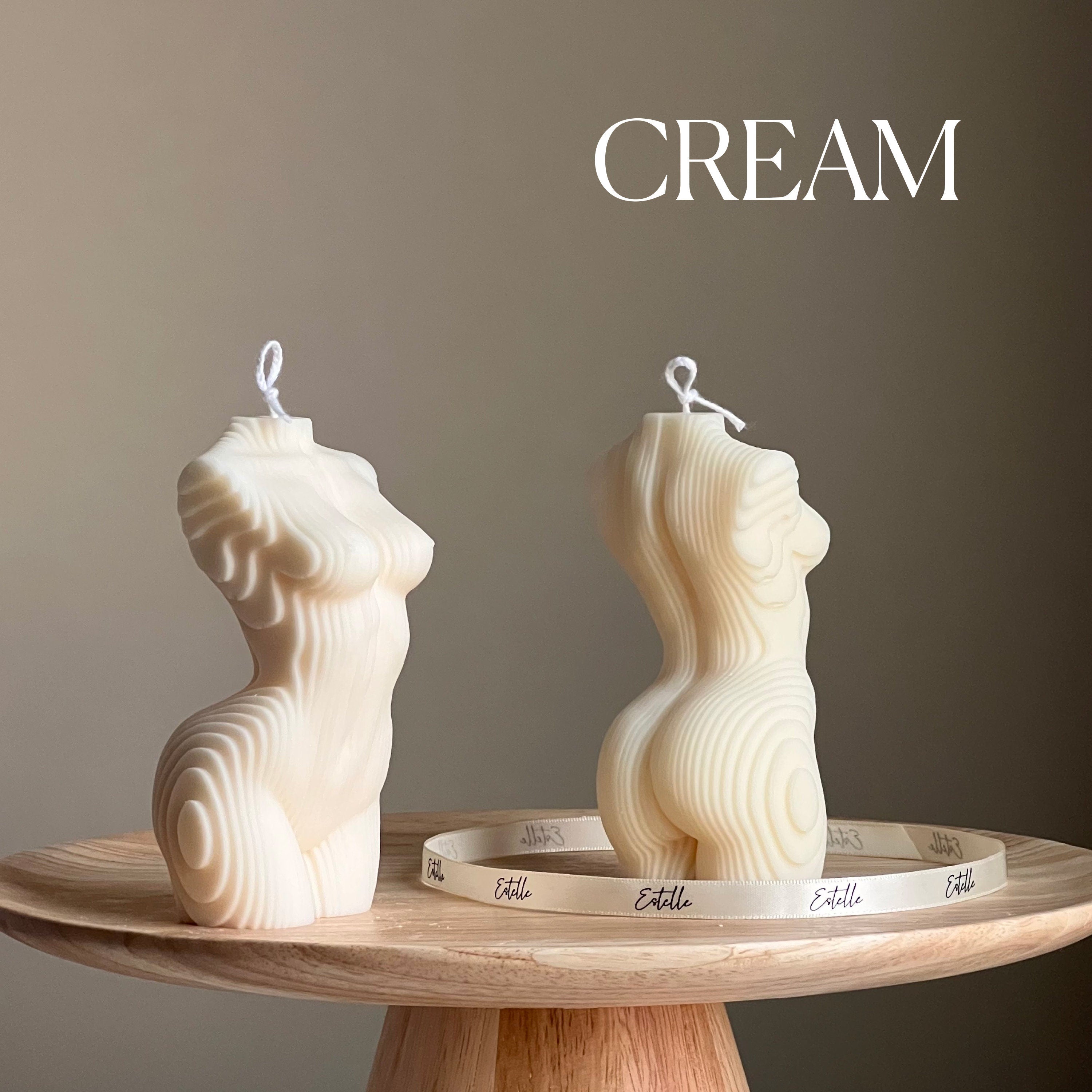 Geometric Woman Torso Candle: Handmade Vegan Soy Wax Sculpture
