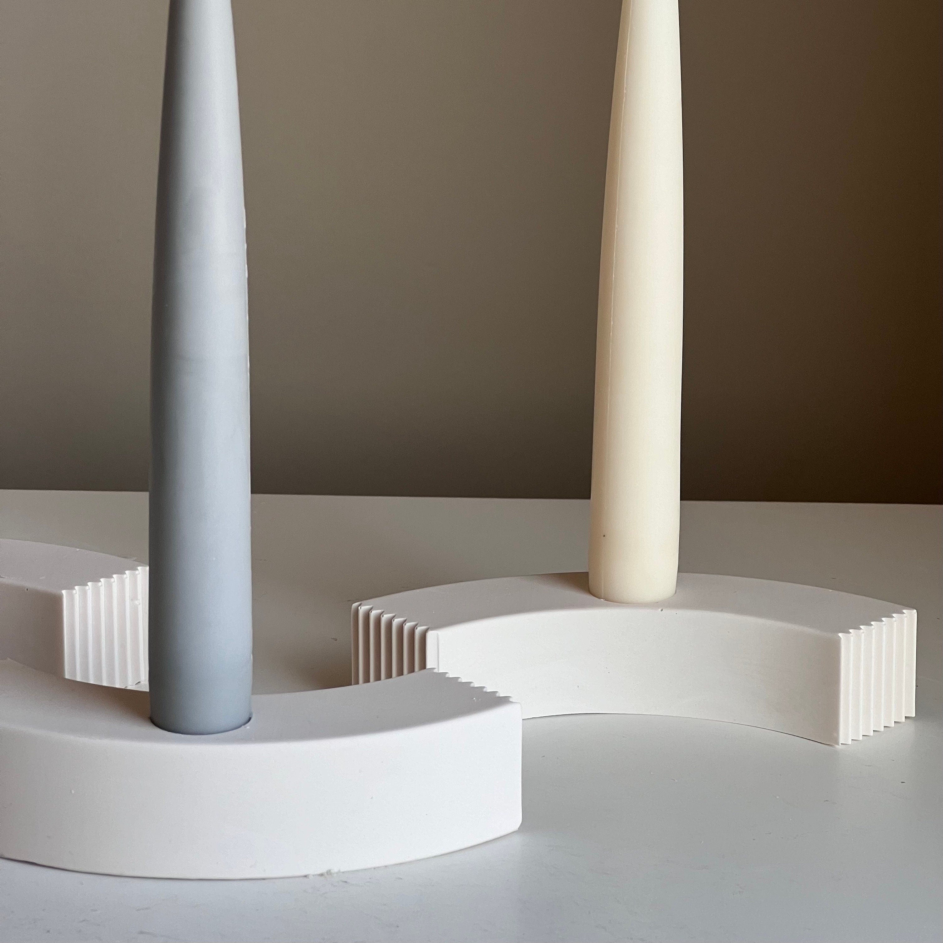 Minimal Jesmonite Candlestick Holder: Geometric Taper Candle Decor