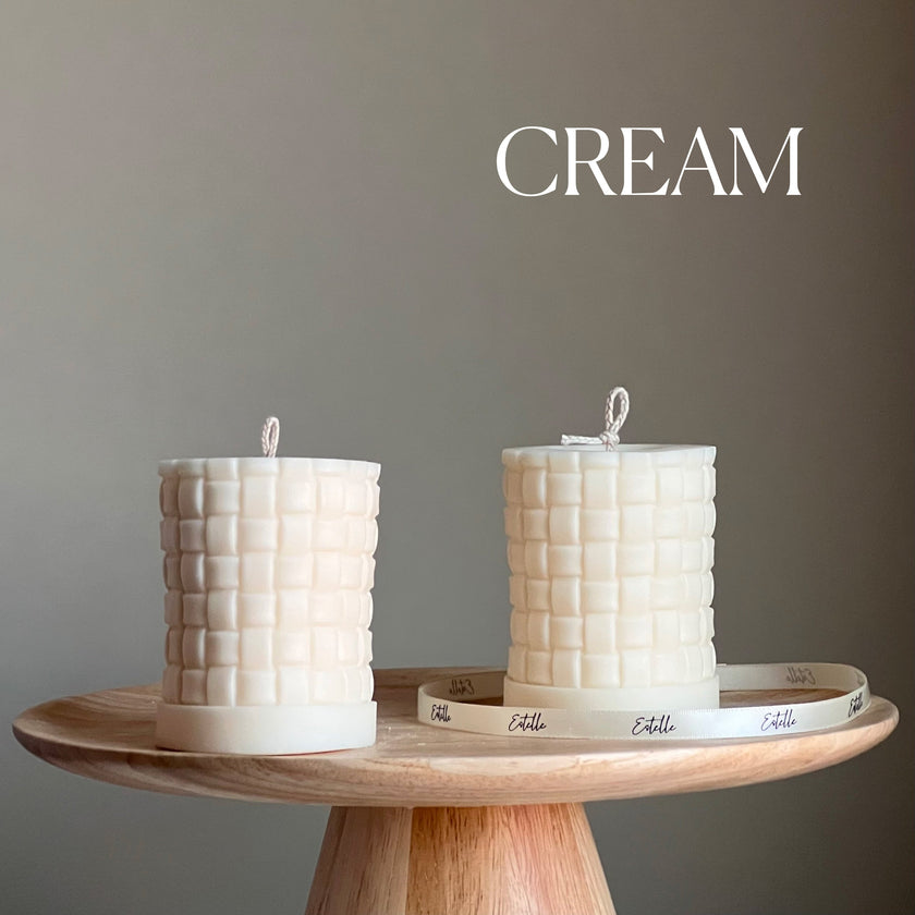 Large Knitted Soy Pillar Candle | Custom Color & Scent