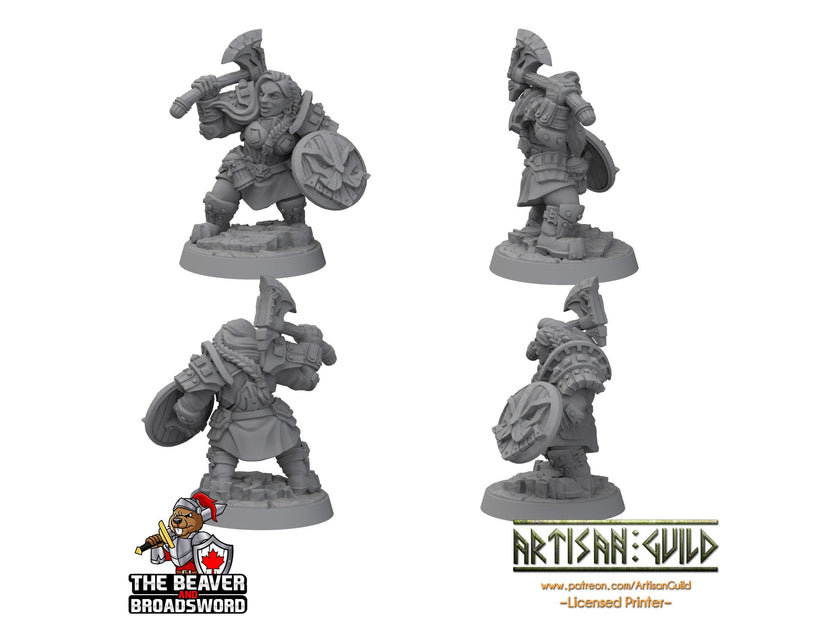 Female Dwarven Defender 2 - Artisan Guild | DnD | Fighter | Barbarian | Dwarf | Cleric | Paladin | Pathfinder | TTRPG, Wargaming, Frostgrave