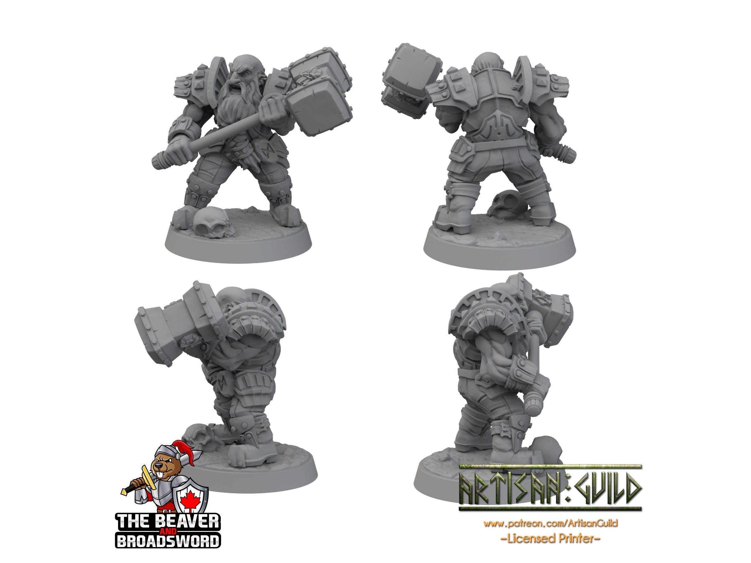 Two handed hammer Dwarven Defender - Artisan Guild | DnD | Fighter | Barbarian | Dwarf | Cleric | Paladin | Pathfinder | TTRPG | Wargaming