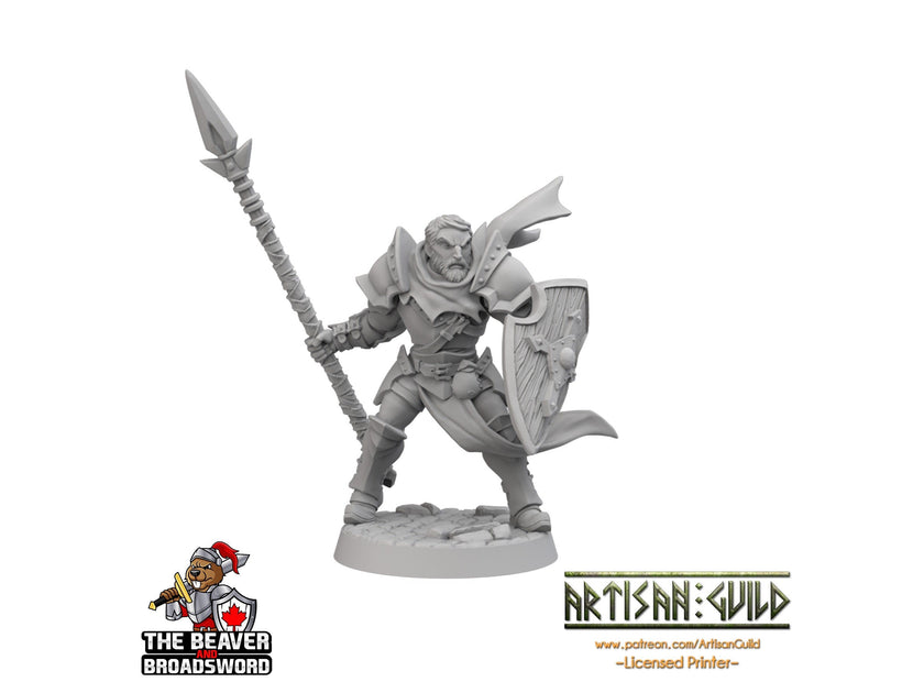 Human Male Fighter dnd Mini - Artisan Guild | Fighter | Barbarian | Knight | Cleric | Paladin | Pathfinder, TTRPG, Wargaming, Warrior, Spear