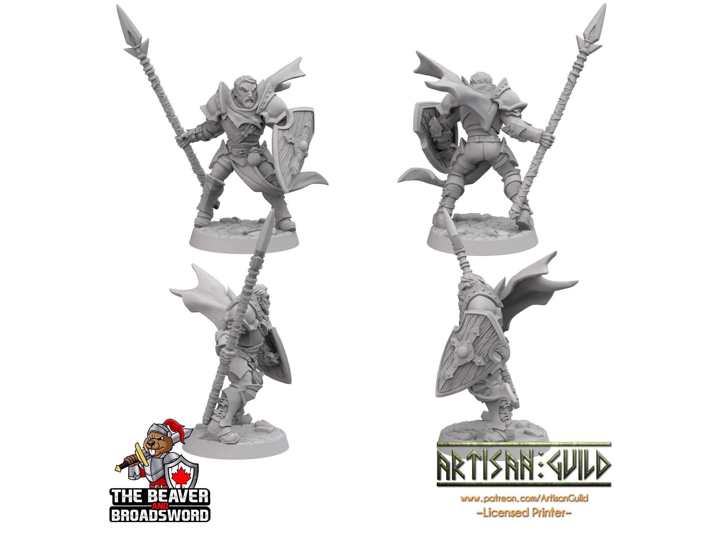 Human Male Fighter dnd Mini - Artisan Guild | Fighter | Barbarian | Knight | Cleric | Paladin | Pathfinder, TTRPG, Wargaming, Warrior, Spear