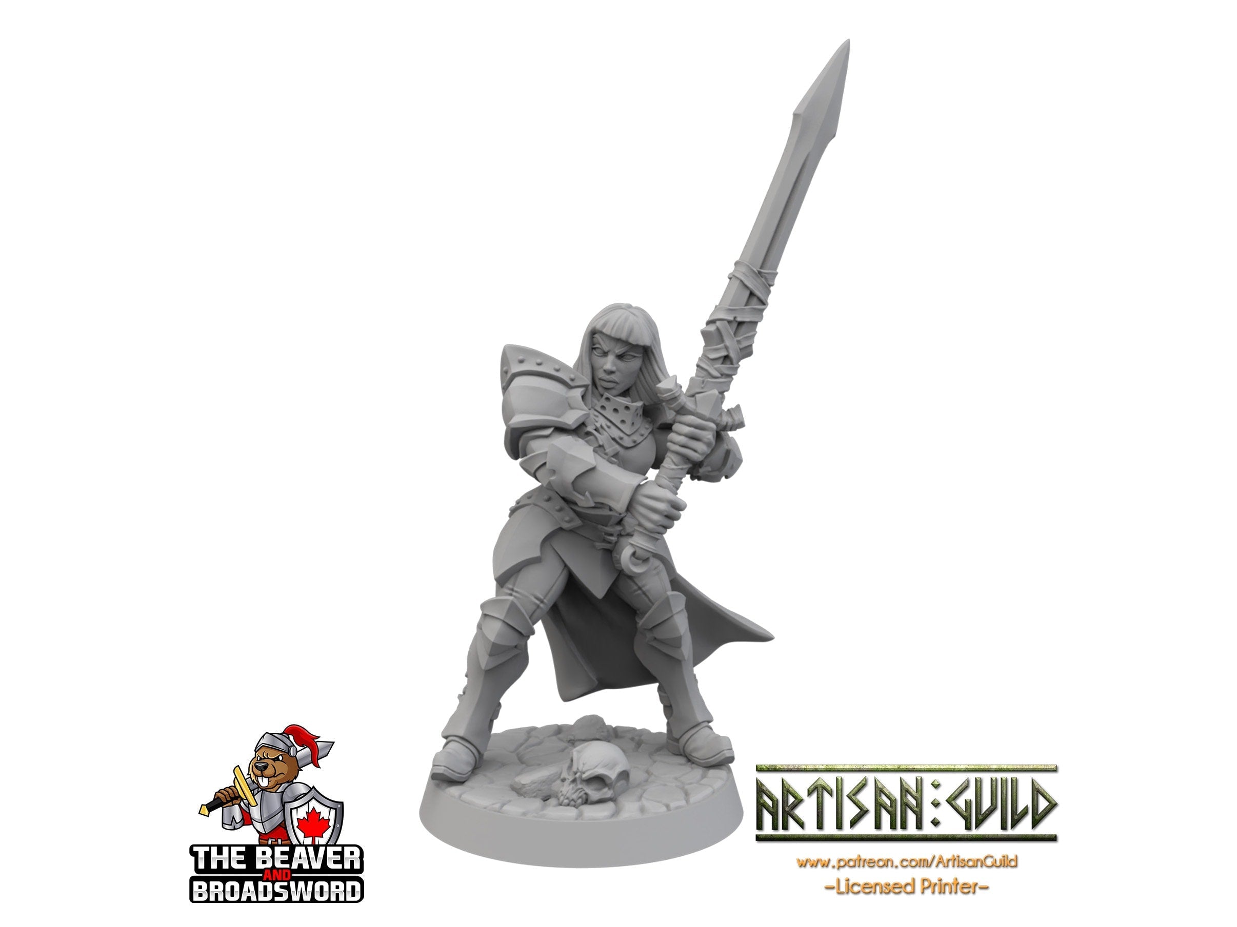 Female Human Fighter dnd Mini with Greatsword dnd mini - Artisan Guild | Barbarian | Knight | Cleric | Paladin, Pathfinder, TTRPG, Wargaming