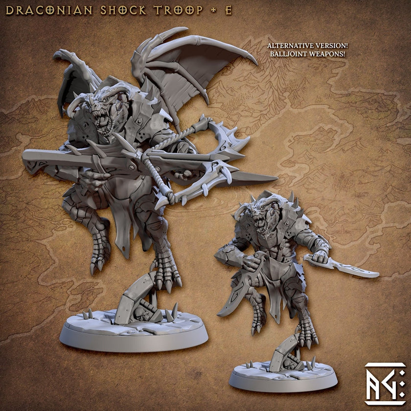 Draconic Shock Troops mini set- Artisan Guild | Dragon | Dragonkin | Dragonborn | Fighter | Barbarian | Ranger | Pathfinder | Wargaming 32mm