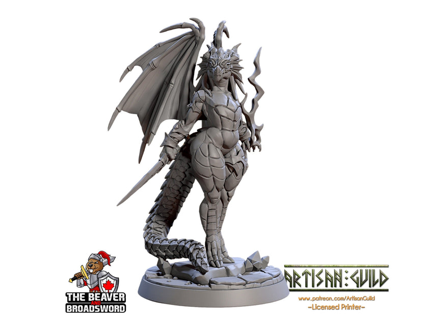 Onixia the Tempest 28/32mm mini - Artisan Guild | Dragon | Dragonkin | Dragonborn | Female | Sorcerer | Warlock | Pathfinder | Wargaming
