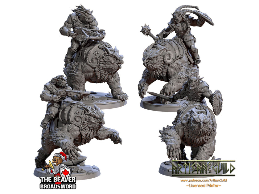 Greatgoblin Owlbear Cavalry Mini Set - Artisan Guild, DnD | Male | Fighter, Animal, Hobgoblin, Pathfinder | Orc | Wargaming | Goblin | Mount