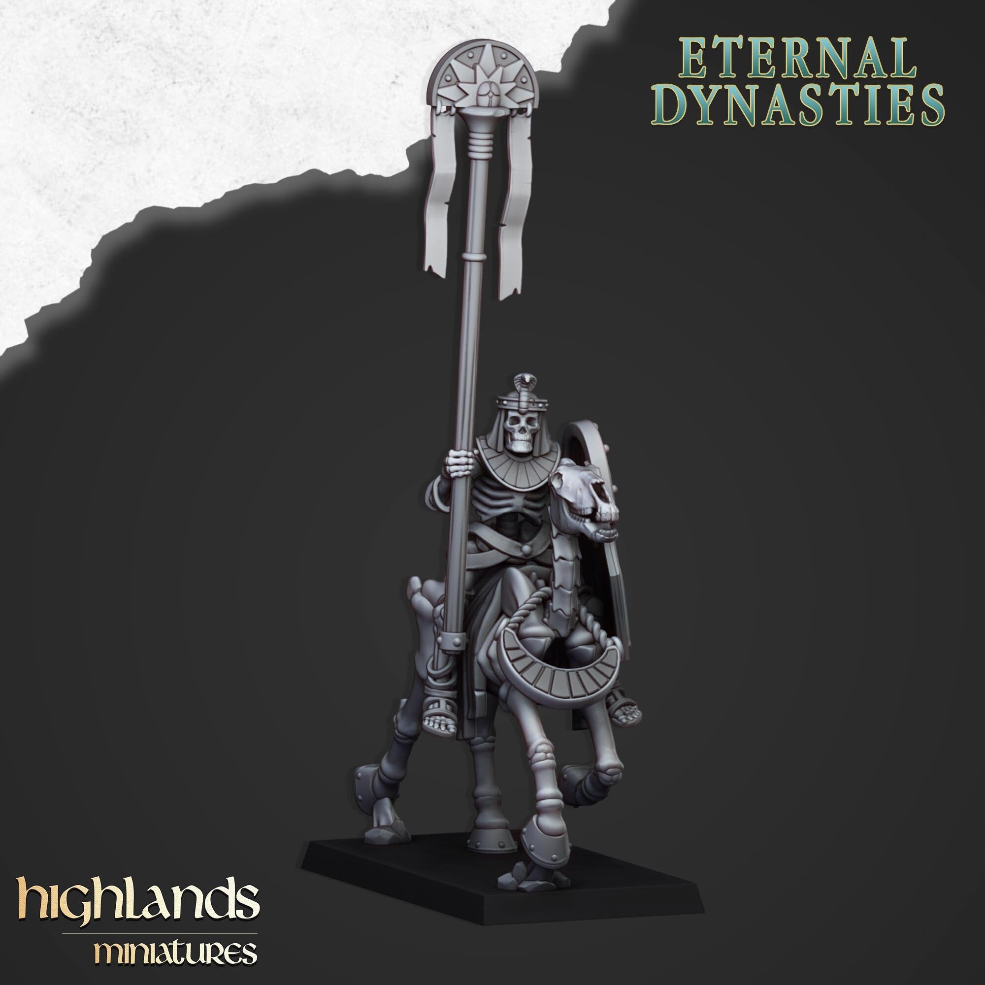 Ancient Skeletal Cavalry with Spears - Highlands Miniatures | Undead | Skeleton | Lich | Horse | Desert | Fantasy | Pathfinder | Wargaming
