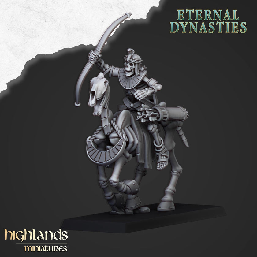 Ancient Skeletal Cavalry with Bows - Highlands Miniatures | Undead | Skeleton | Lich | Horse | Desert | Fantasy | Pathfinder | Wargaming