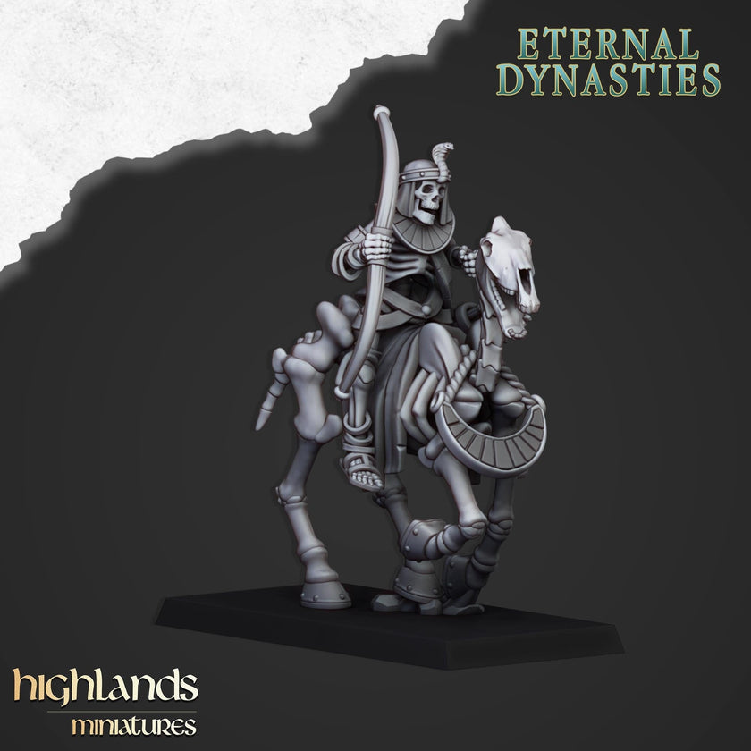 Ancient Skeletal Cavalry with Bows - Highlands Miniatures | Undead | Skeleton | Lich | Horse | Desert | Fantasy | Pathfinder | Wargaming