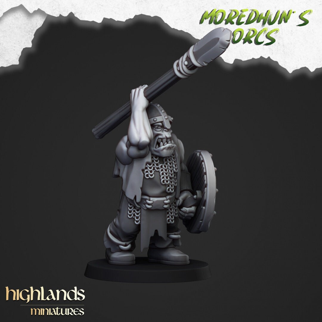 Orc Warriors with Spears - Highlands Miniatures | Goblin | Black Orc | Ork | Orcs | Warrior | Fantasy | Pathfinder | Wargaming | Squad