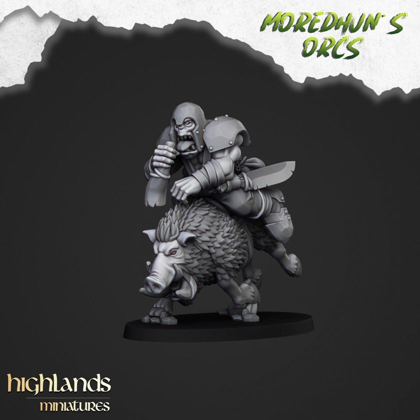 Mounted Orcs with spears - Highlands Miniatures | Boar | Black Orc | Ork | Orcs | Warrior | Fantasy | Pathfinder | Wargaming | Cavalry