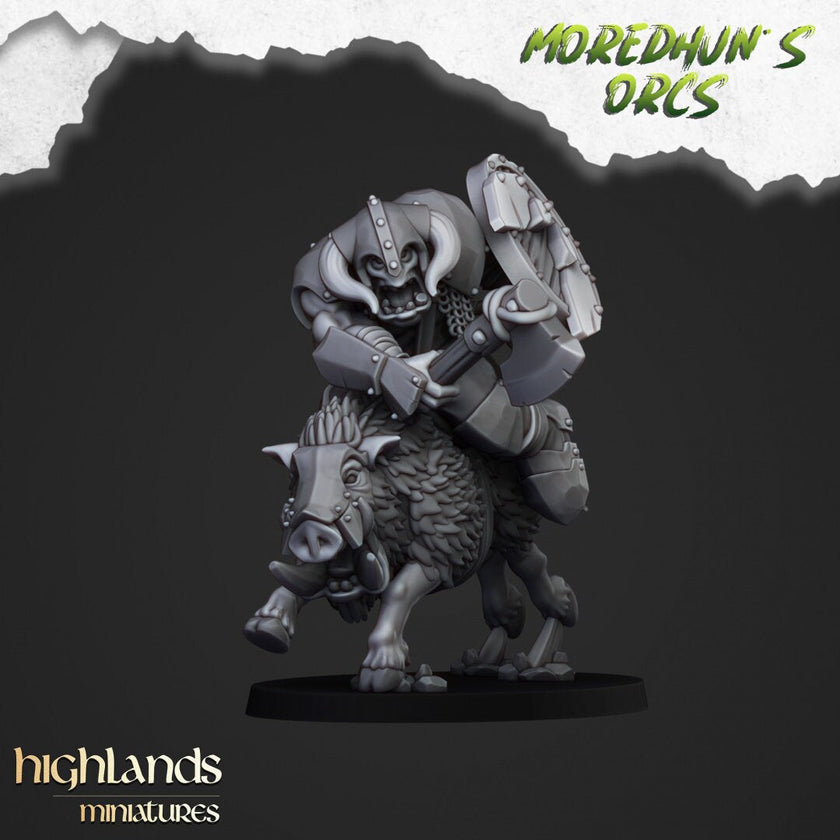 Mounted Orcs with spears - Highlands Miniatures | Boar | Black Orc | Ork | Orcs | Warrior | Fantasy | Pathfinder | Wargaming | Cavalry