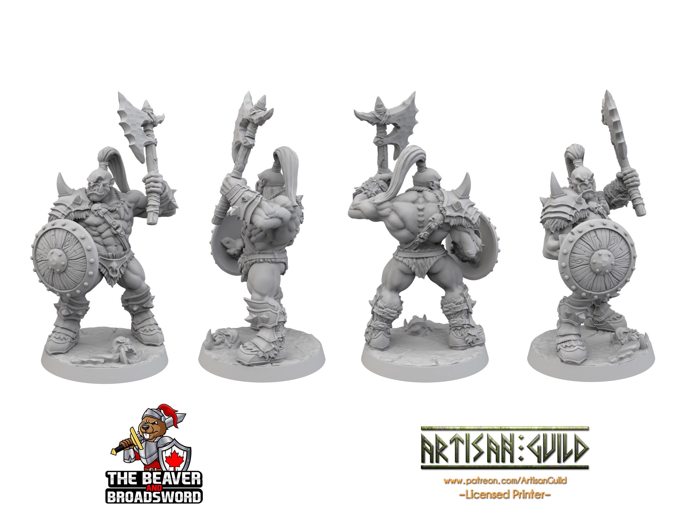 Axe and Shield Orc Barbarian dnd mini - Artisan Guild | Barbarian | Warrior | Fighter | Goblinoid, Pathfinder, TTRPG, Wargaming, Monster