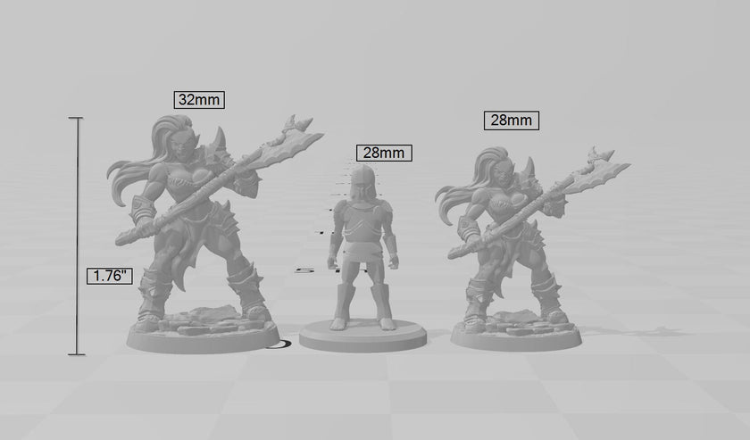 Female Orc Barbarian dnd mini with axe - Artisan Guild | Barbarian | Warrior | Fighter | Goblinoid, Pathfinder, TTRPG, Wargaming, Monster