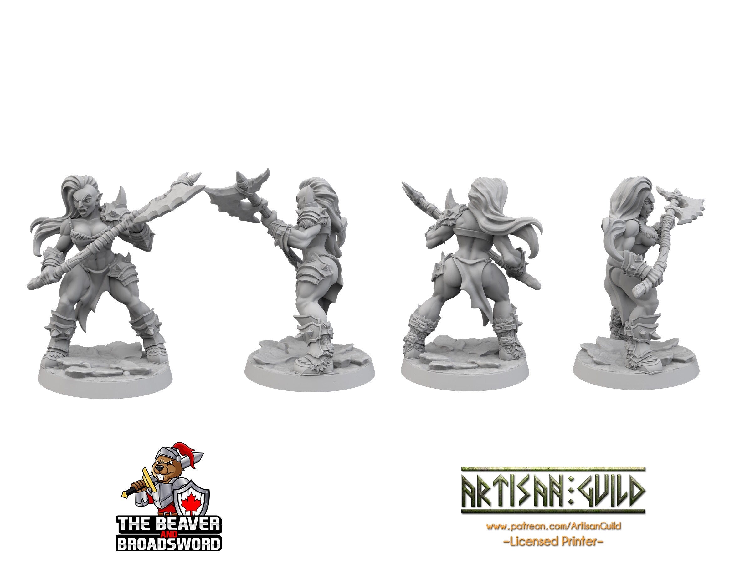 Female Orc Barbarian dnd mini with axe - Artisan Guild | Barbarian | Warrior | Fighter | Goblinoid, Pathfinder, TTRPG, Wargaming, Monster