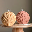 Handmade Round Tree Medallion Candle | Decorative Pillar Candle