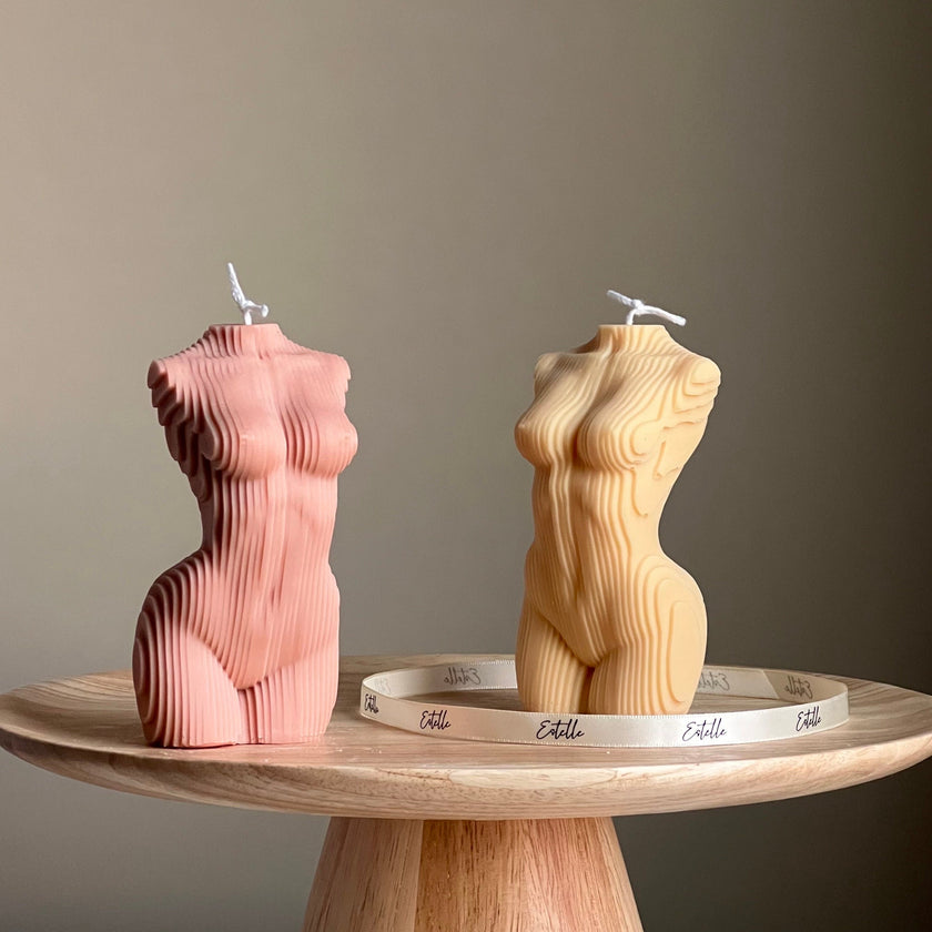 Geometric Woman Torso Candle: Handmade Vegan Soy Wax Sculpture
