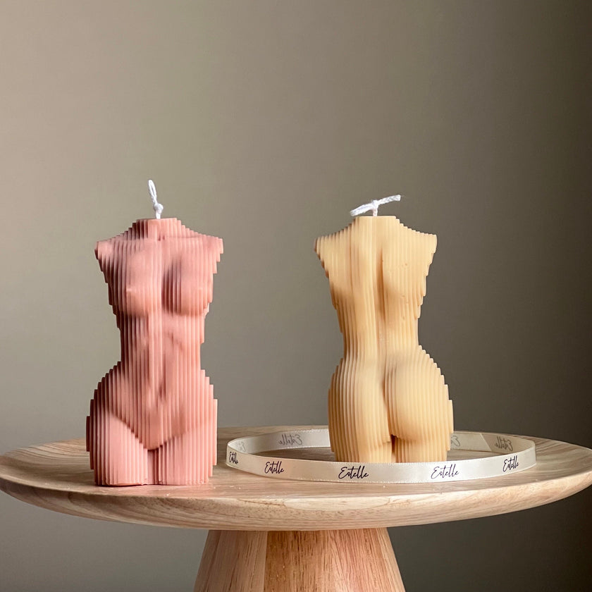 Geometric Woman Torso Candle: Handmade Vegan Soy Wax Sculpture