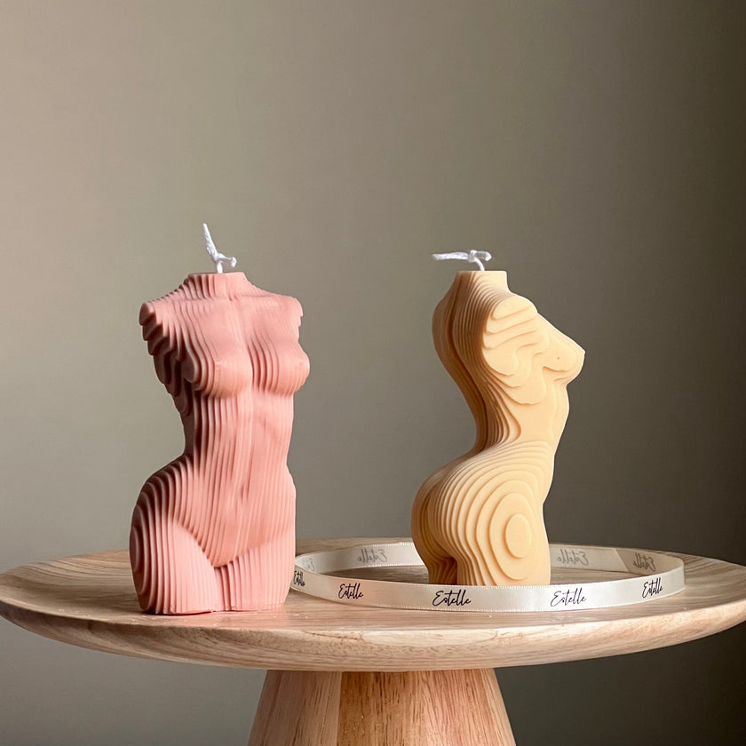 Geometric Woman Torso Candle: Handmade Vegan Soy Wax Sculpture