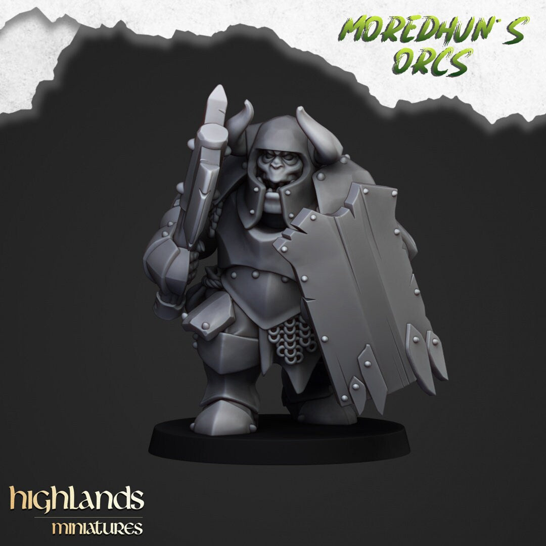 Armored Orc Warriors - Highlands Miniatures | Goblin | Black Orc | Ork | Orcs | Warrior | Fantasy | Pathfinder | Wargaming | Squad | Heavy