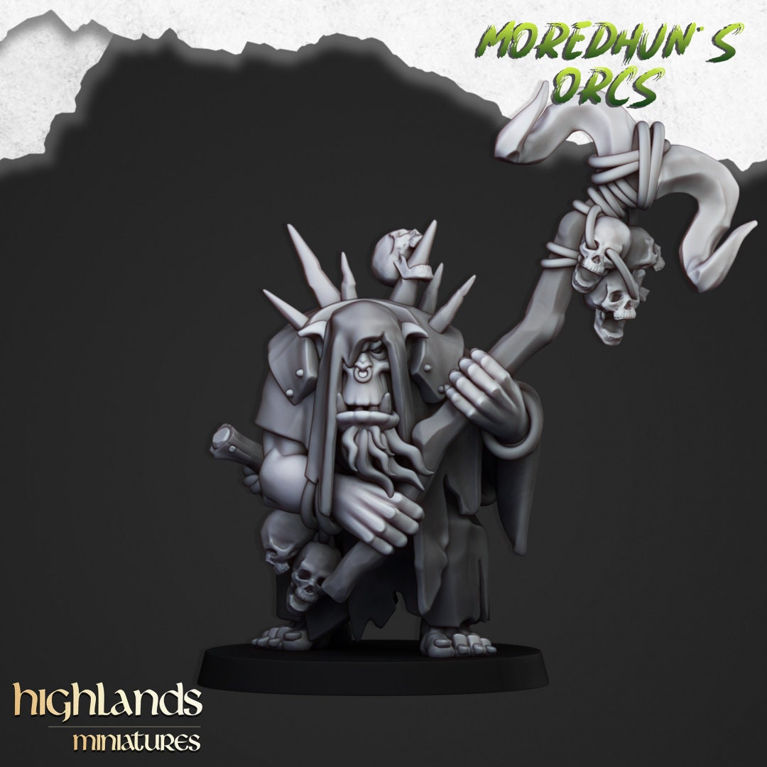 Orc Shaman 2 - Highlands Miniatures | Goblin | Black Orc | Ork | Orcs | Boar | Fantasy | Pathfinder | Wargaming | Warlock | Wizard, Sorcerer