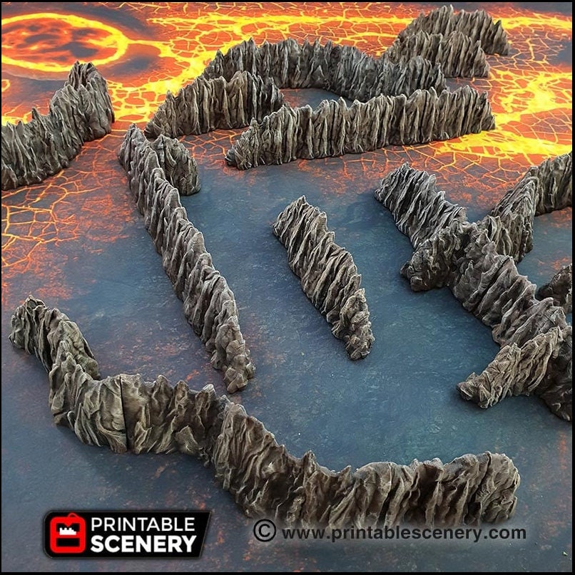 Dark Caverns Modular Wall Pieces - Printable Scenery | Dungeon | Cave | DnD | Underdark | Grotto | Cavern |    Scatter Terrain | Pathfinder