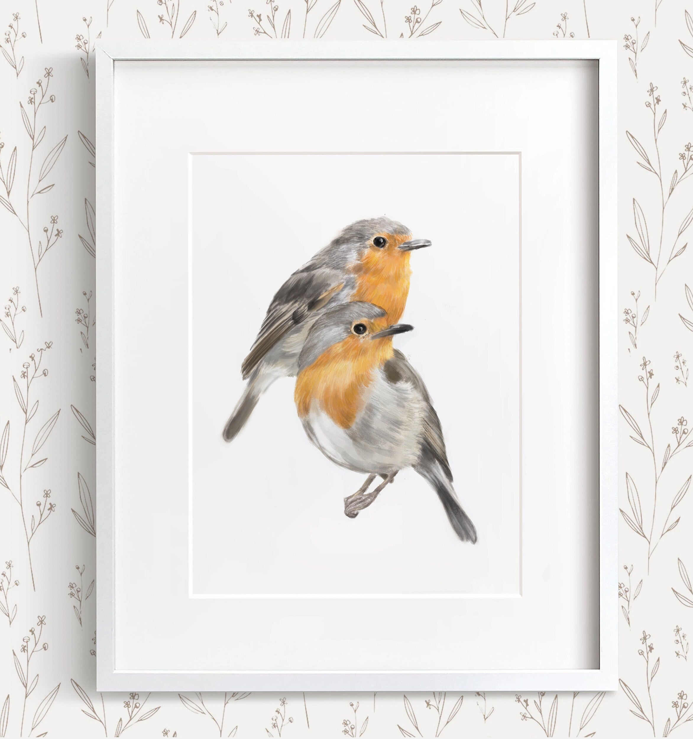 Robin Bird Friendship Print:  Scandinavian Wall Decor for Couples