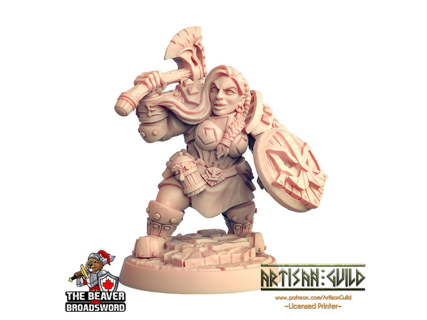 Female Dwarven Defender 2 - Artisan Guild | DnD | Fighter | Barbarian | Dwarf | Cleric | Paladin | Pathfinder | TTRPG, Wargaming, Frostgrave