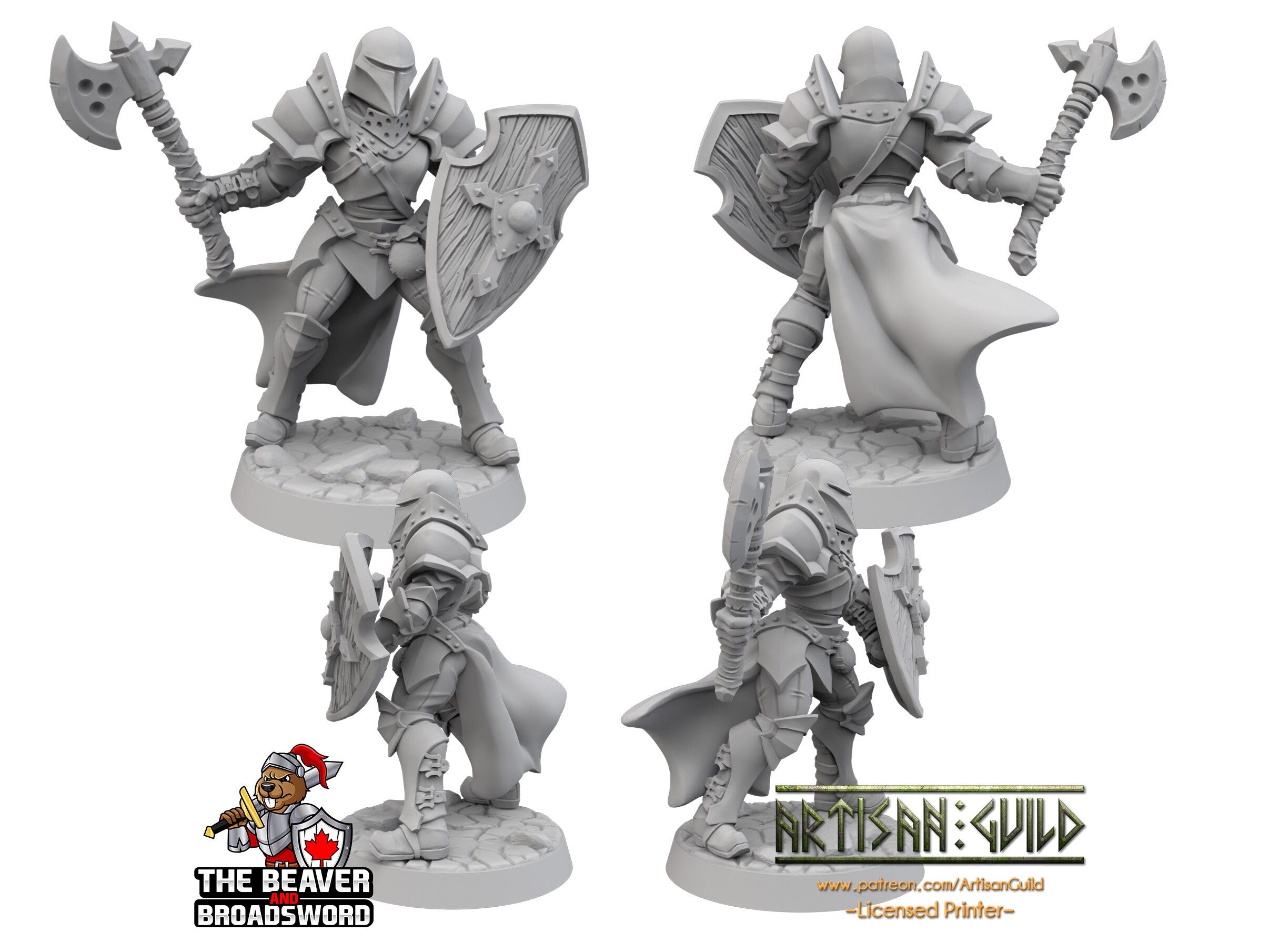 Helmed Female Human Fighter dnd Mini - Artisan Guild | Barbarian | Knight | Cleric | Paladin, Pathfinder, TTRPG, Wargaming, Warrior