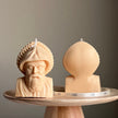Saint Charbel Bust Candle: Sculptural Soy Wax Pillar