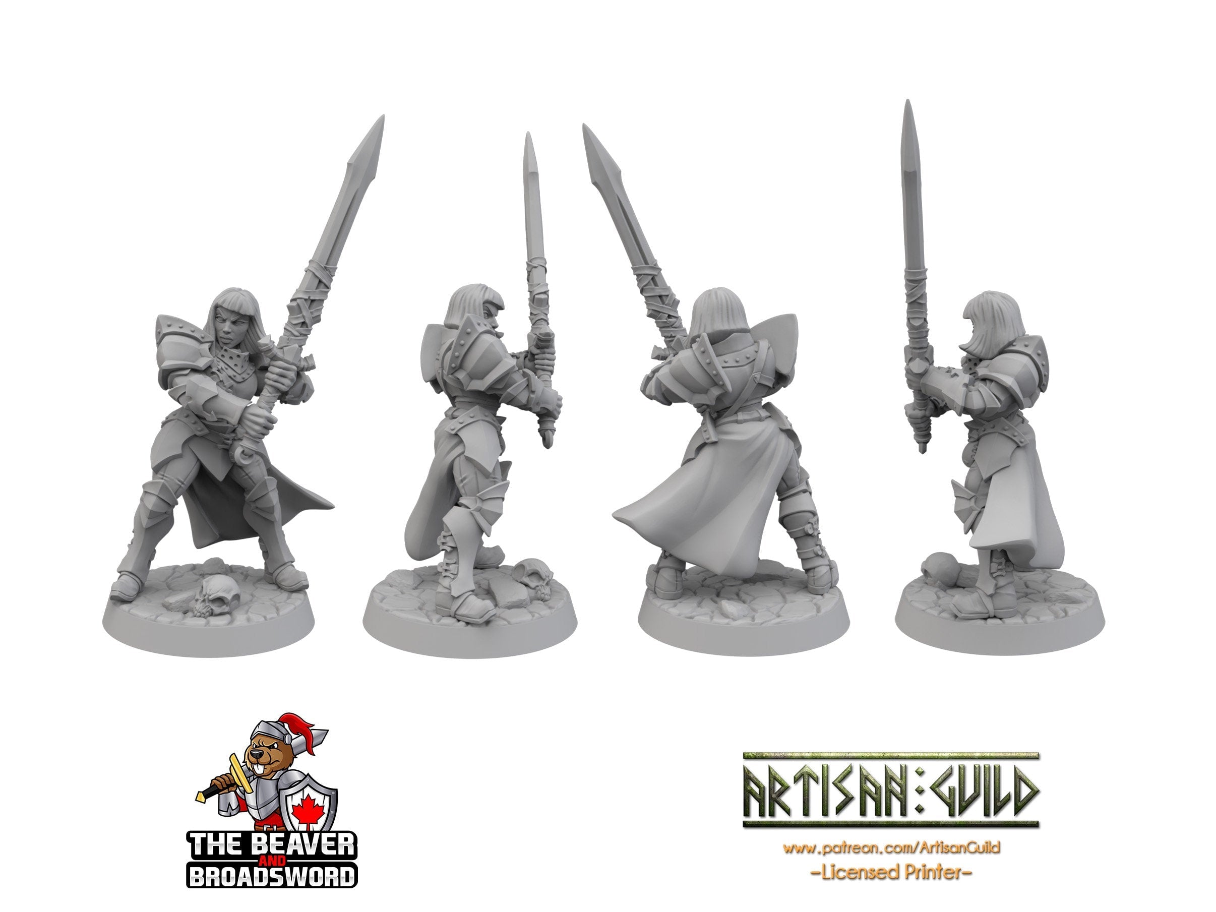 Female Human Fighter dnd Mini with Greatsword dnd mini - Artisan Guild | Barbarian | Knight | Cleric | Paladin, Pathfinder, TTRPG, Wargaming