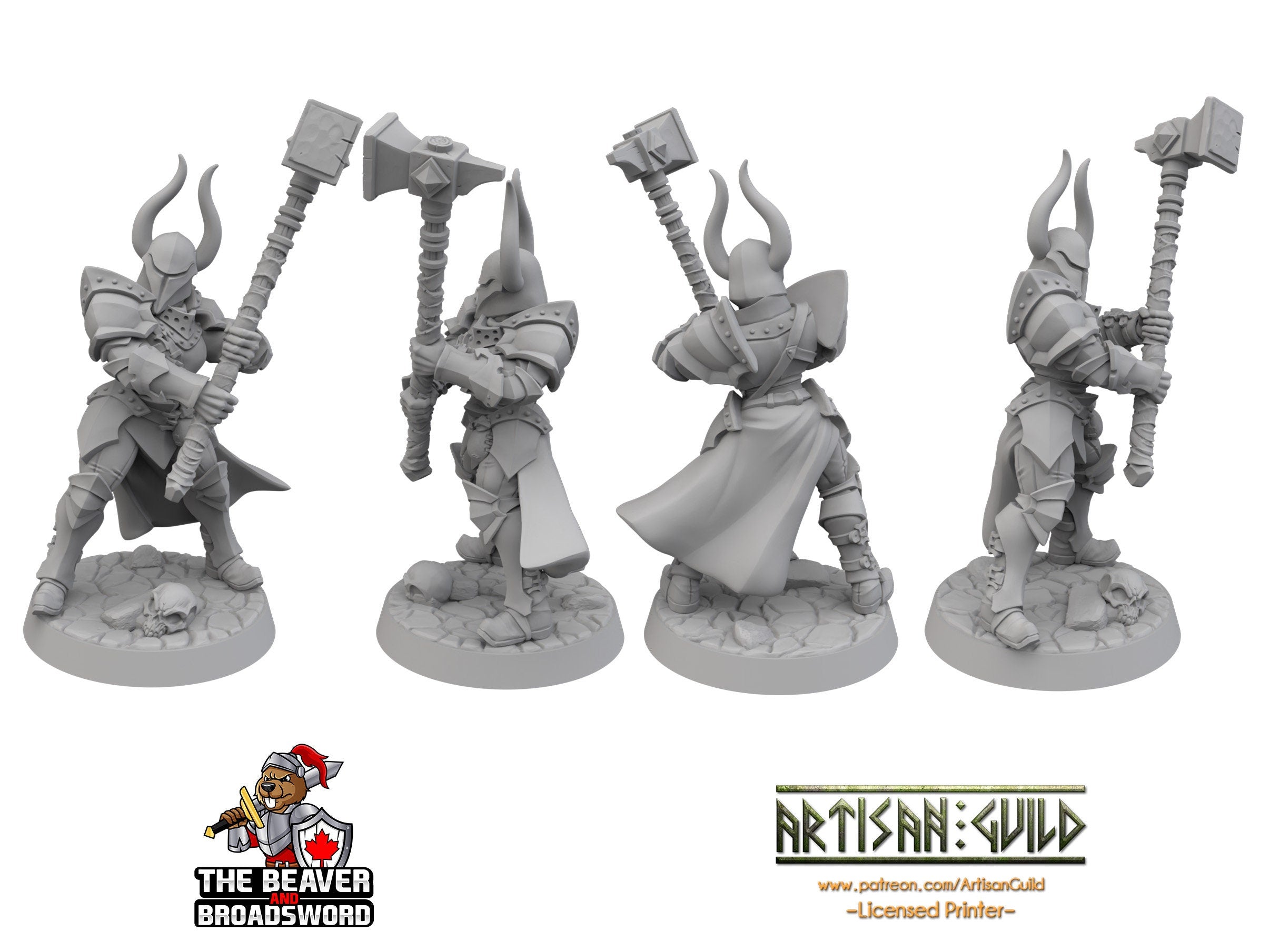 Armored Human Fighter dnd Mini with Maul dnd - Artisan Guild | Barbarian | Knight | Cleric, Paladin, Pathfinder, TTRPG, Wargaming, Warrior