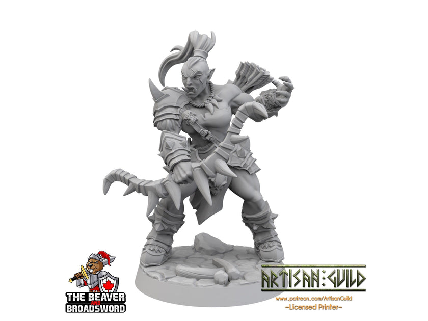 Female Orc Ranger dnd mini - Artisan Guild | Barbarian | Warrior | Fighter | Goblinoid, Pathfinder, TTRPG, Wargaming Monster