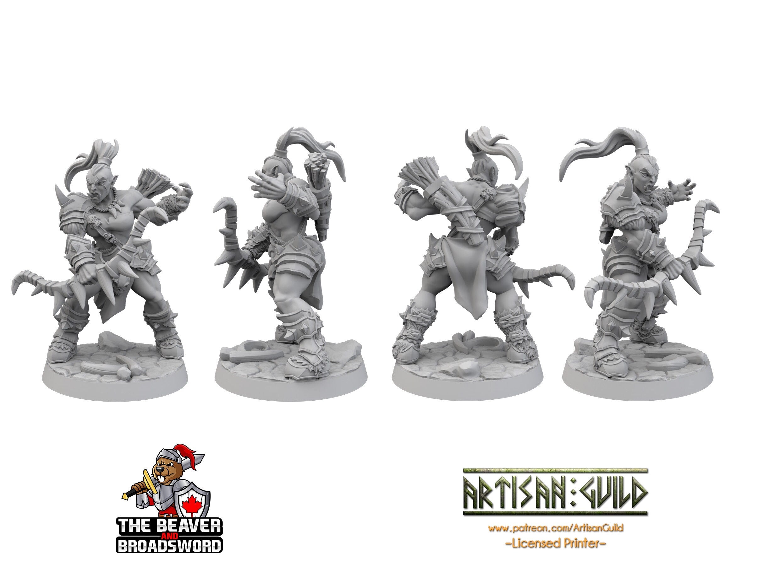 Female Orc Ranger dnd mini - Artisan Guild | Barbarian | Warrior | Fighter | Goblinoid, Pathfinder, TTRPG, Wargaming Monster