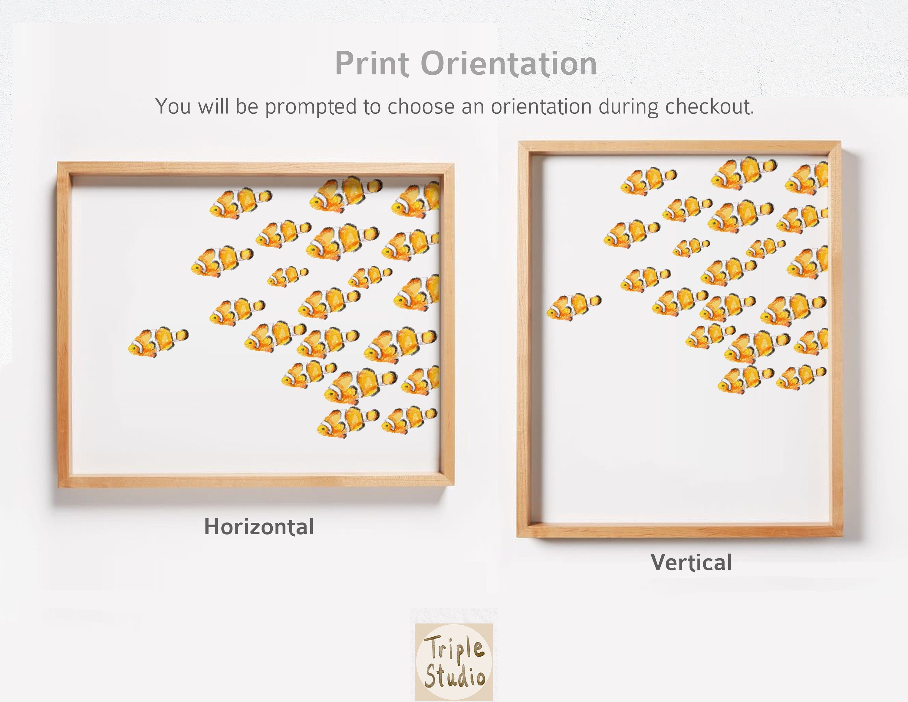 Modern Minimalist Clownfish Watercolor Painting
