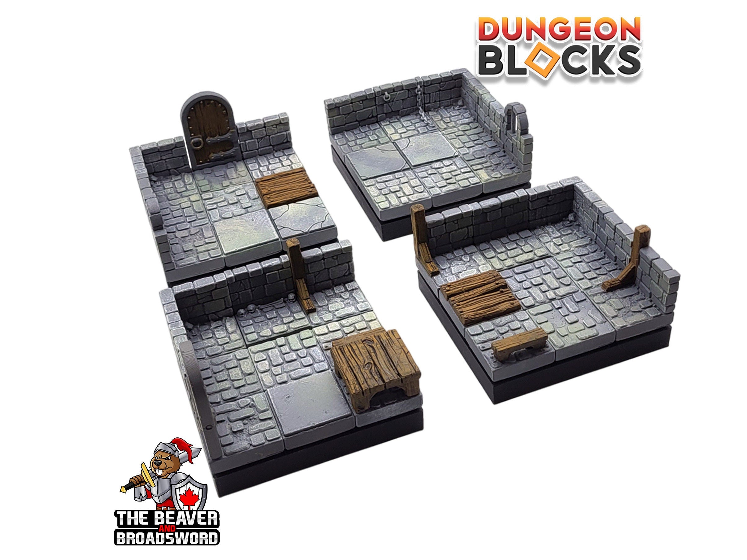 Dungeon Blocks 40pc Starter Room - Dungeon Theme - No Clips or Magnets! | DnD | Pathfinder | Tiles | Pack | Miniature | Mini | Set | Kit