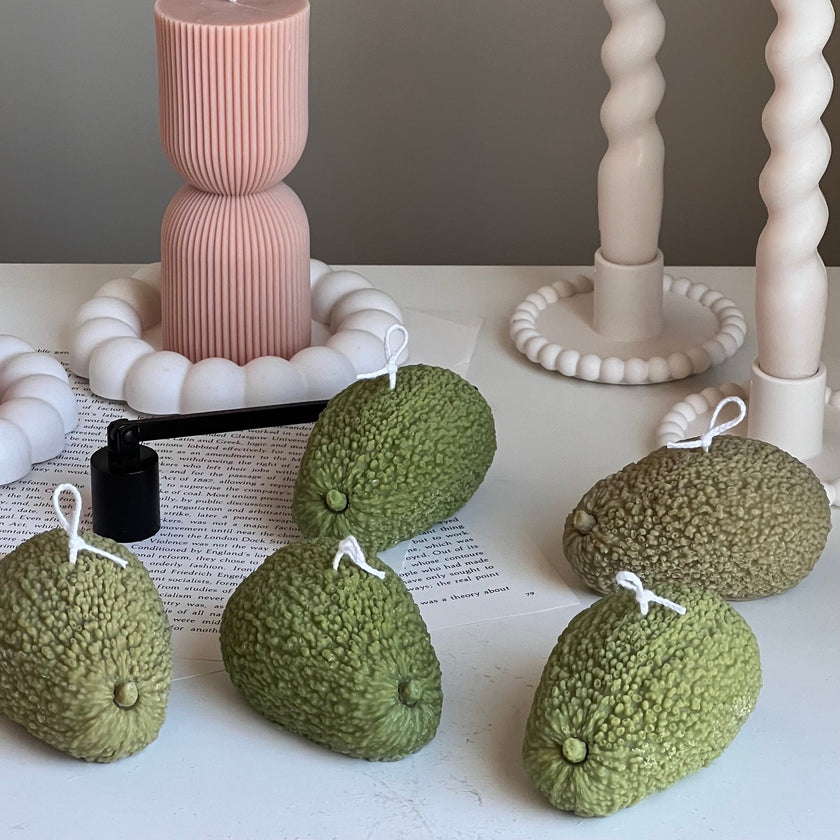 Avocado Shaped Candle: Scented Soy Wax Vegan Candle