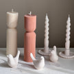 Ribbed Hourglass Pillar Candle: Sculptural Striped Soy Candle