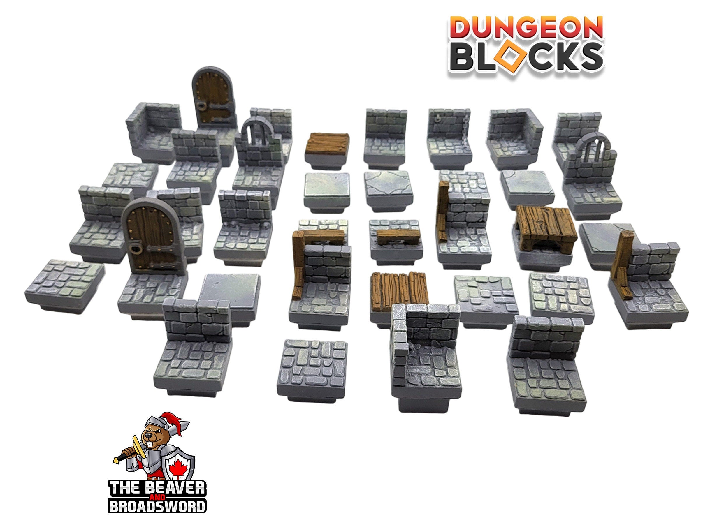 Dungeon Blocks 40pc Starter Room - Dungeon Theme - No Clips or Magnets! | DnD | Pathfinder | Tiles | Pack | Miniature | Mini | Set | Kit