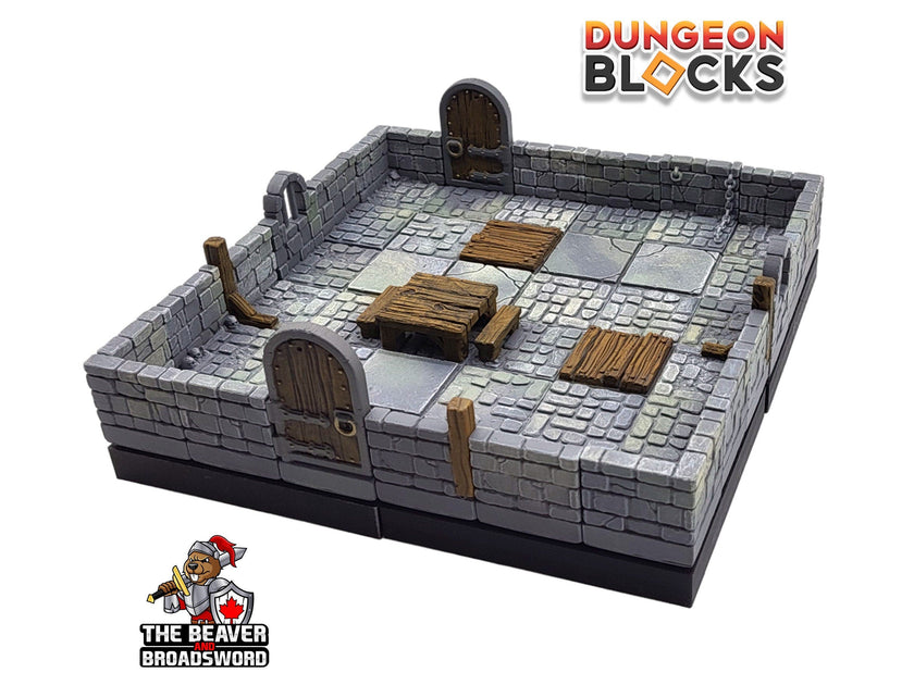 Dungeon Blocks 40pc Starter Room - Dungeon Theme - No Clips or Magnets! | DnD | Pathfinder | Tiles | Pack | Miniature | Mini | Set | Kit