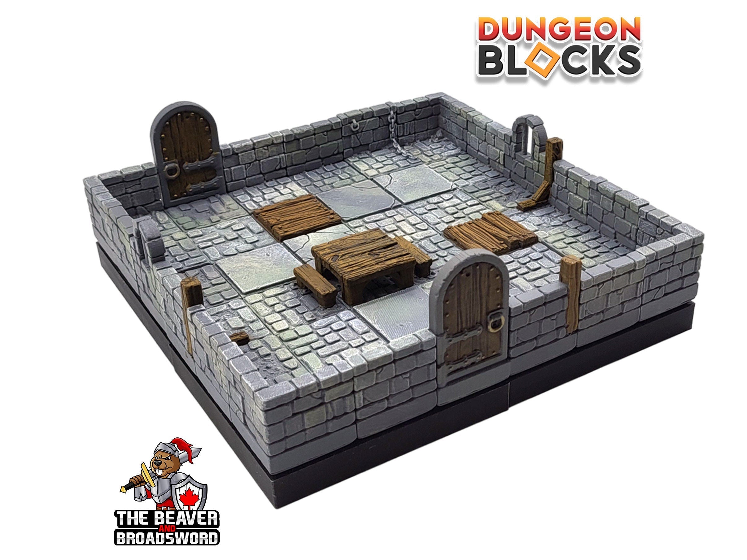 Dungeon Blocks 40pc Starter Room - Dungeon Theme - No Clips or Magnets! | DnD | Pathfinder | Tiles | Pack | Miniature | Mini | Set | Kit